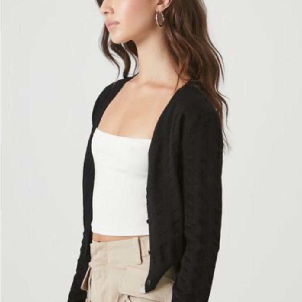 Semi-Cropped Ribbed Cardigan